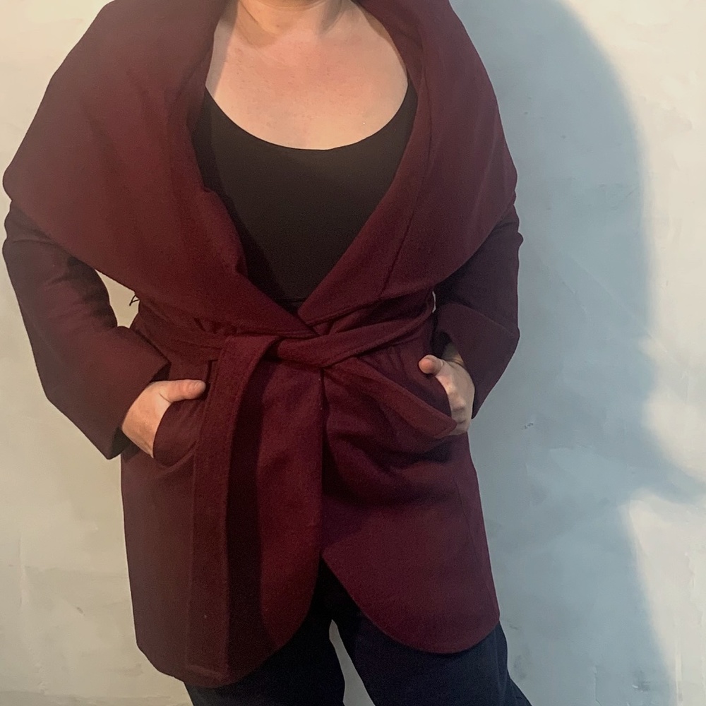 Elie Tahari Marla Wool Blend Oversized Collar Wrap